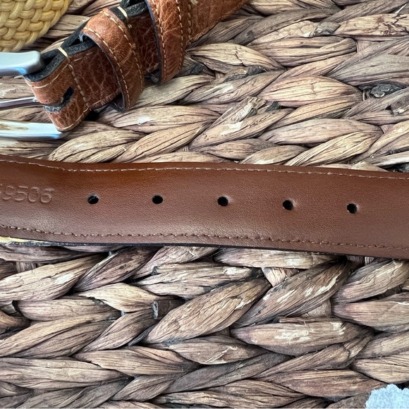 Torino Luxury Woven Leather Belt - Italian Cotton Elastic Belt - Yellow - 36 - Picture 7 of 8